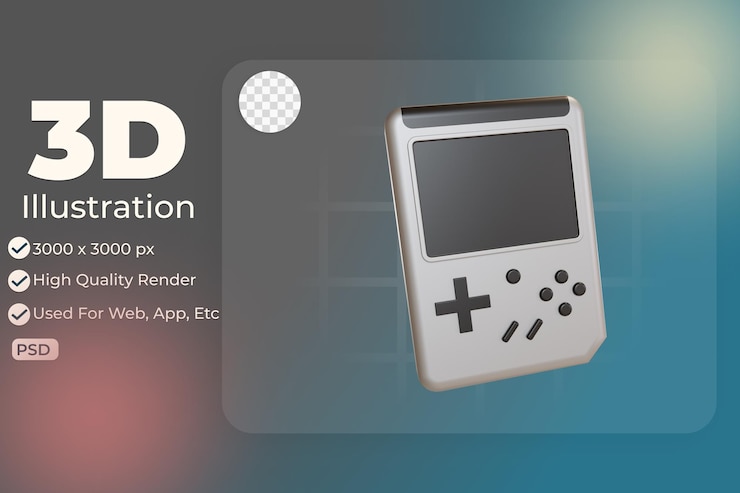 PSD consola de juegos de icono de objeto de ilustración 3d se puede utilizar para gráficos de información de aplicaciones web, etc.