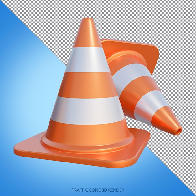 En construcción con traffic cones 3d render