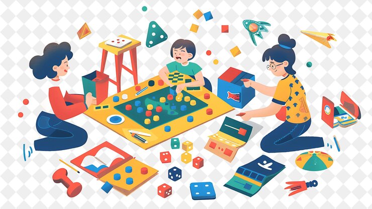 PSD constructeur de jeux ludiques avec des personnages concevant et créant des personnes png dans l'illustration de travail quotidien