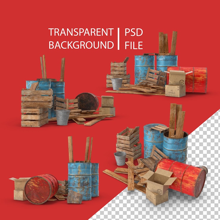 PSD construction debris scattered png