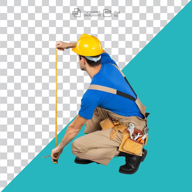 Construction Worker Measuring with Tape Measure