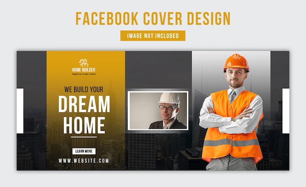 PSD construimos la casa de tus sueños diseño de portada de facebook del constructor de casas