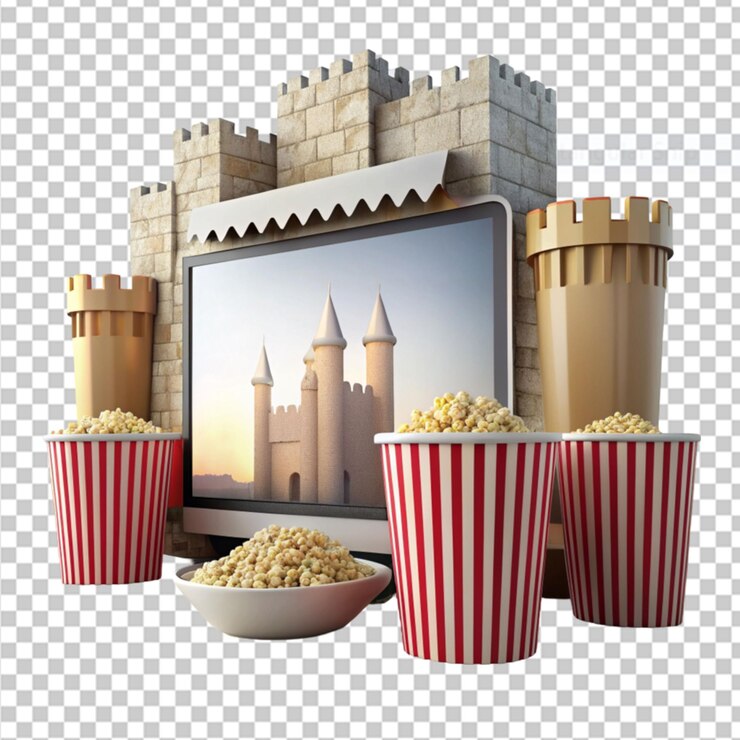 PSD construir uma noite de filme de forte em fundo transparente