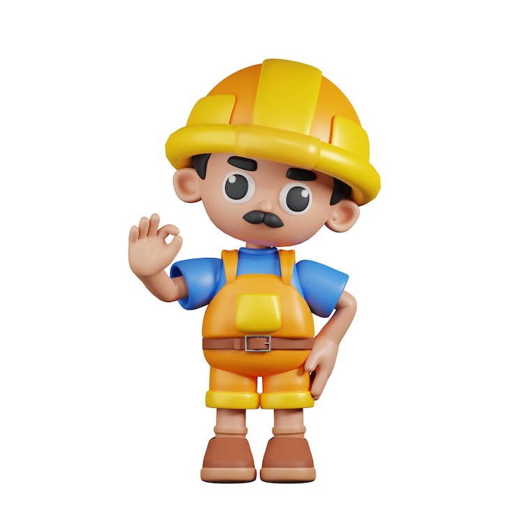 PSD construtor de personagens 3d fazendo pose de sinal de ok