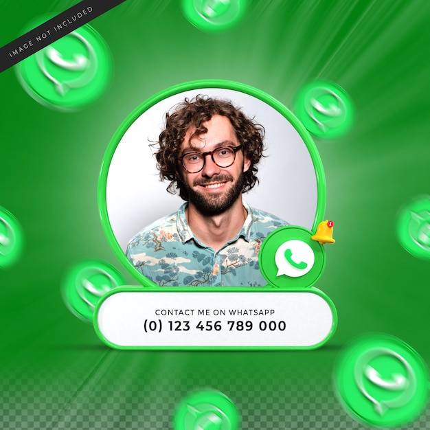 PSD contácteme en las redes sociales de whatsapp, tercio inferior, diseño 3d, renderizado, icono de banner, perfil