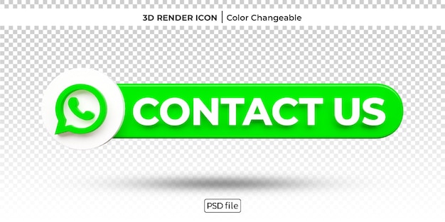 PSD contáctenos botón 3d render icono cambiable de color