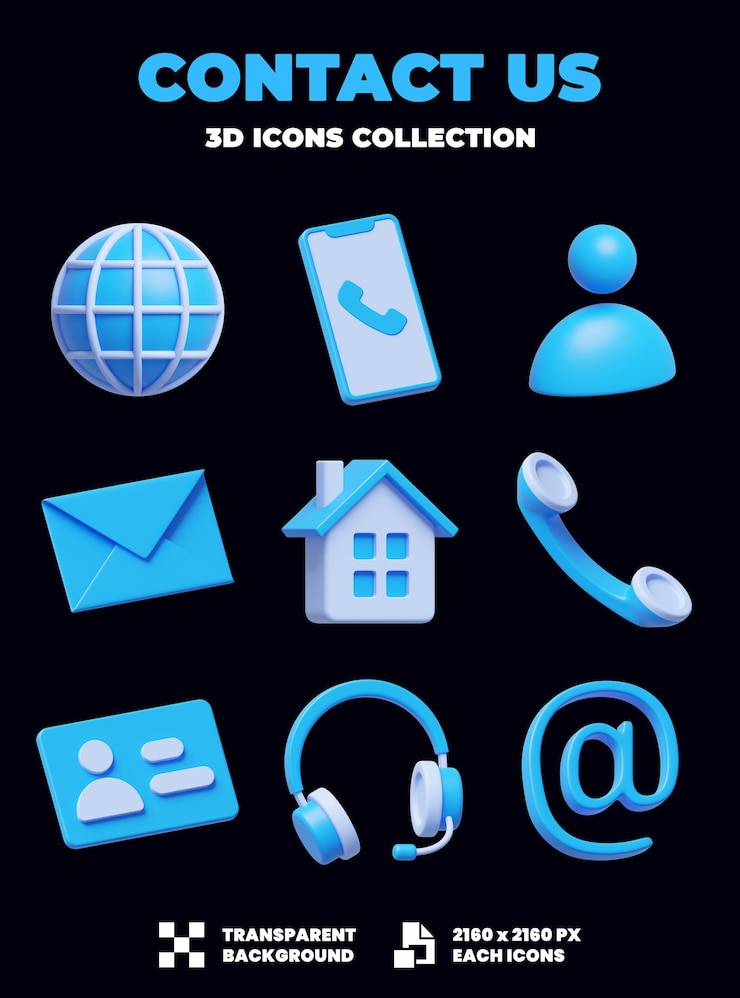 PSD contactez-nous les icônes en 3d
