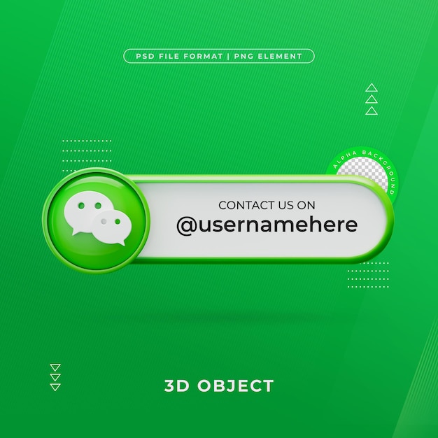 Contactez-nous sur le profil Wechat Les médias sociaux Render 3D isolé pour la composition