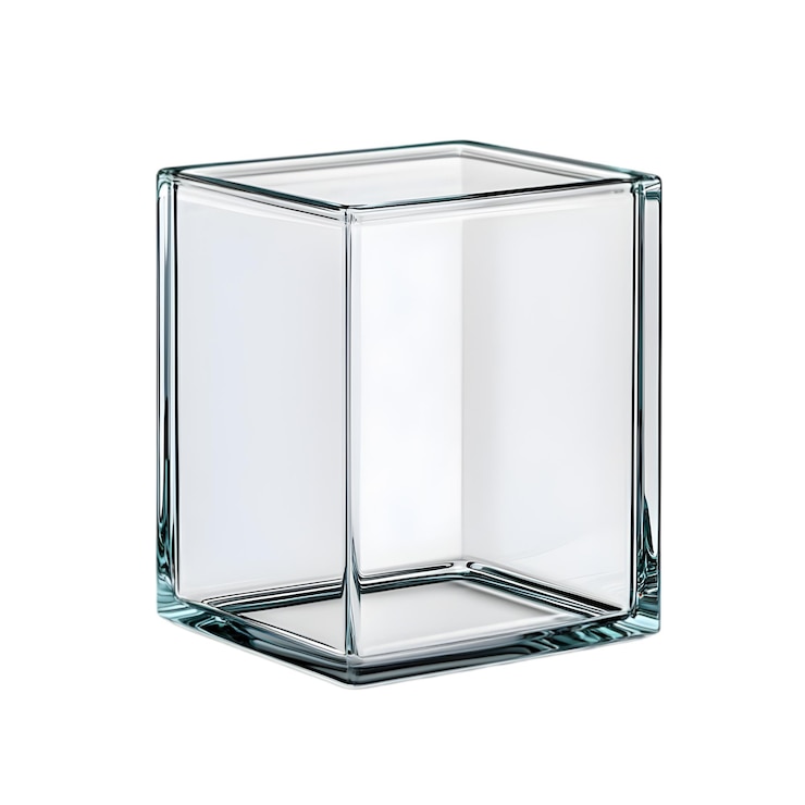 PSD container en cube de verre transparent isolé sur fond blanc boîte de stockage décorative moderne
