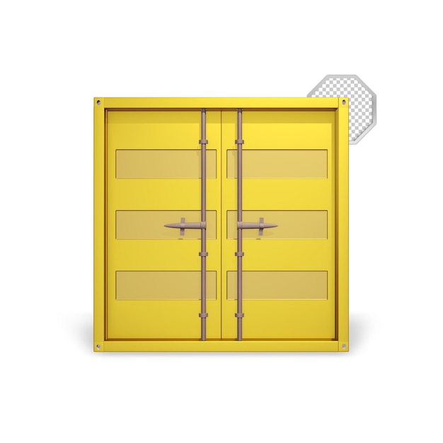 PSD container de carga vista frontal cor dourada isolado arquivo psd de renderização 3d