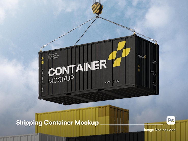 PSD container isolato di sollevamento 3d mockup isometrico