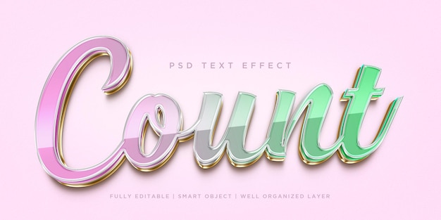 PSD contar efeito de texto de estilo 3d