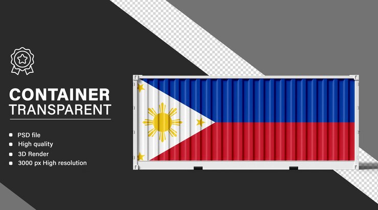 PSD contenedor 3d con bandera de filipinas aislada en un fondo transparente