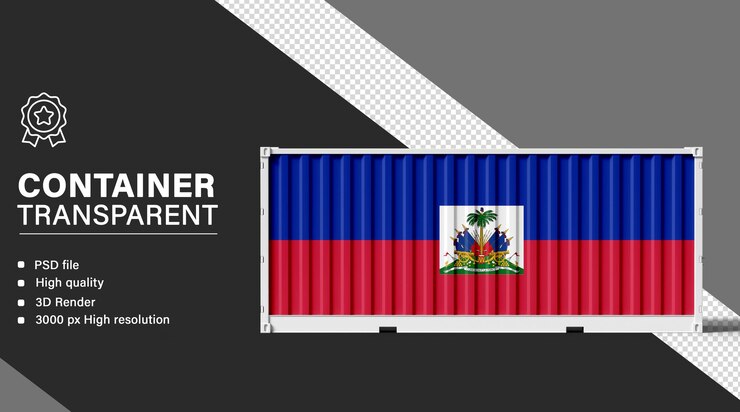 PSD contenedor 3d con la bandera de haití aislada en un fondo transparente
