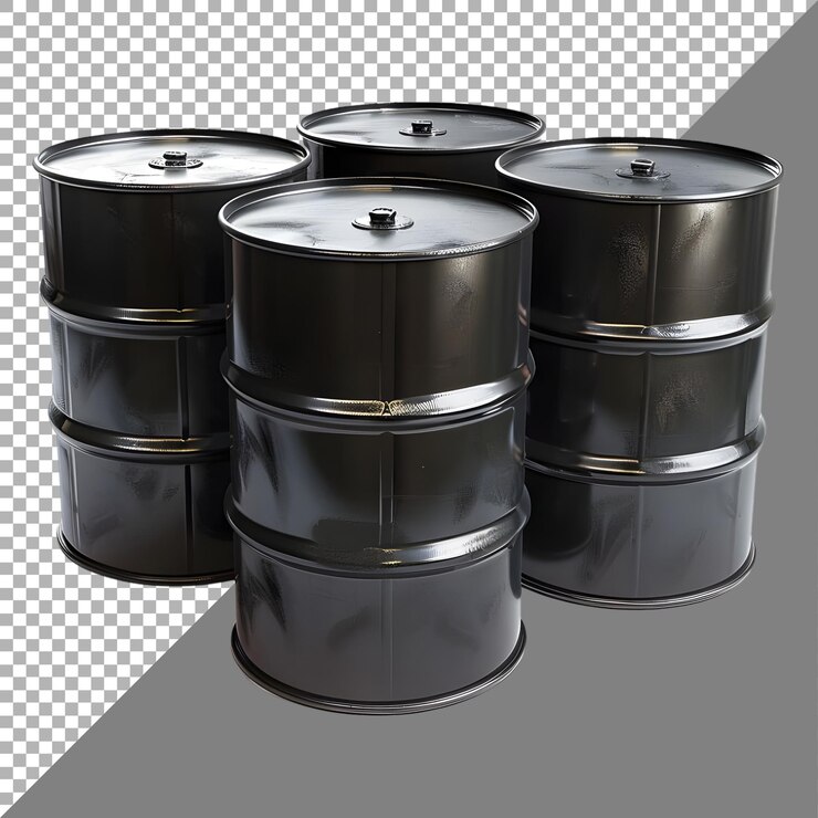 PSD contenedor de aceite negro en fondo transparente generado por ai