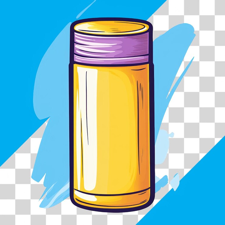 PSD contenedor amarillo sobre un fondo transparente