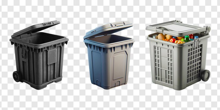 PSD un contenedor de basura de plástico aislado sobre un fondo transparente