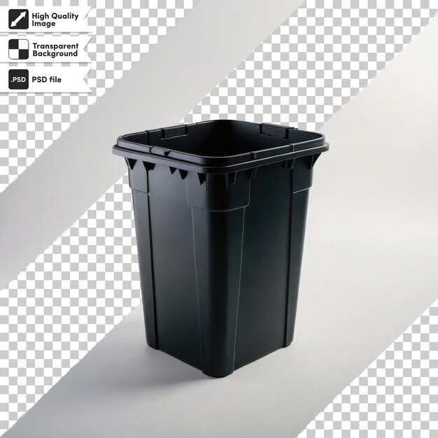 Un contenedor de basura psd en un fondo transparente con una capa de máscara editable