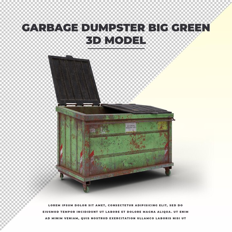 PSD contenedor de basura verde grande