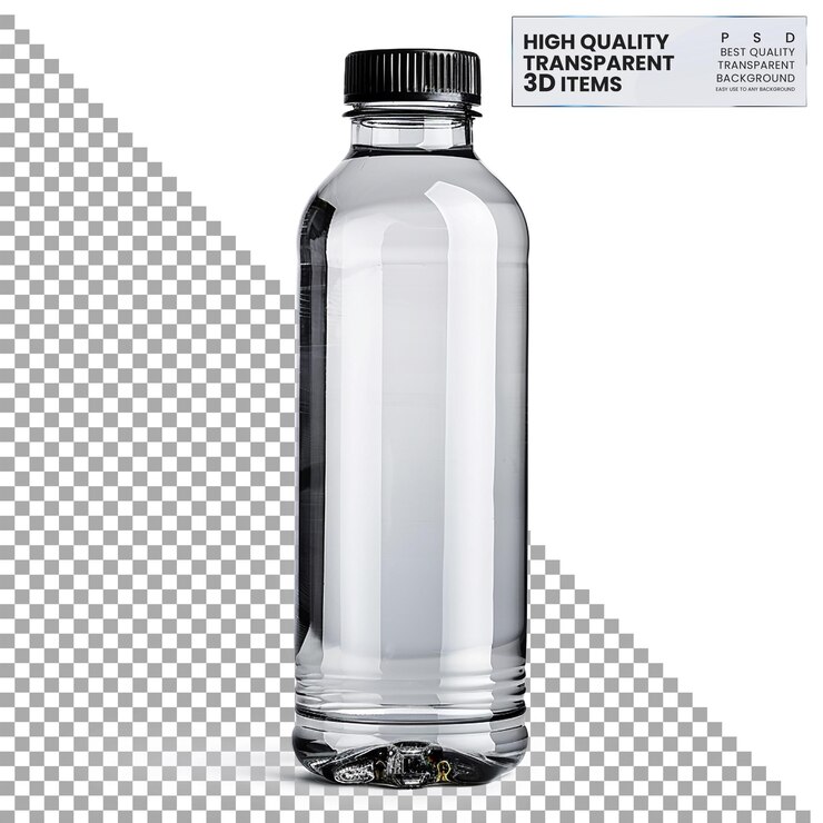 PSD contenedor de botella de agua para contener agua u otras bebidas sobre un fondo transparente