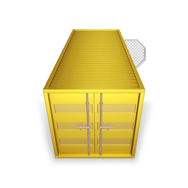 Contenedor de carga de color oro vista superior aislada archivo psd de renderizado 3D
