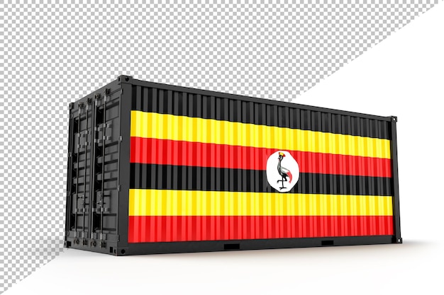 Contenedor de carga de envío realista con textura con uganda. aislado. representación 3d