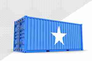 PSD contenedor de carga de envío texturizado con bandera de somalia. aislado. representación 3d