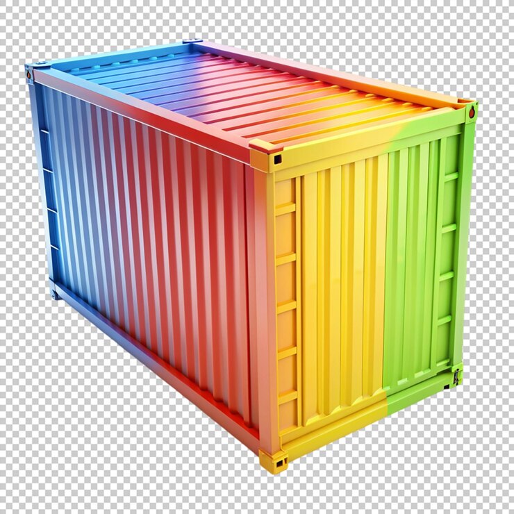 PSD contenedor de color aislado sobre un fondo transparente