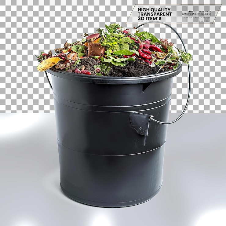 PSD un contenedor de compost se utiliza para compostar los residuos orgánicos sobre un fondo transparente