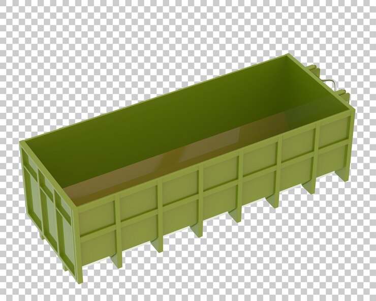 PSD contenedor de eliminación industrial sobre fondo transparente ilustración de renderizado 3d