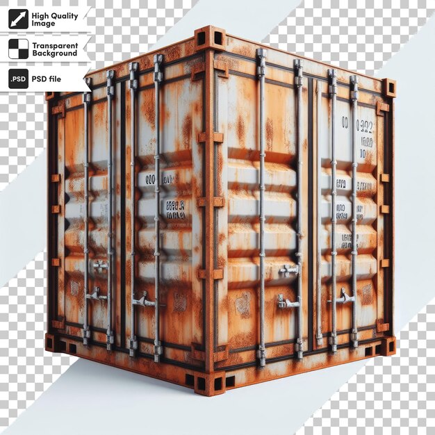 Contenedor de garaje de metal sobre fondo transparente con capa de máscara editable