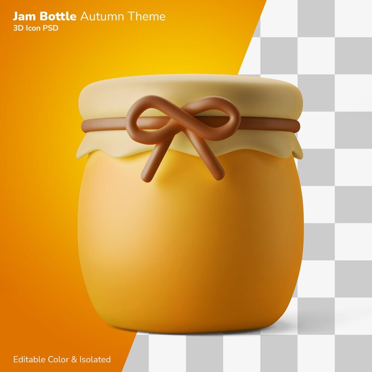 PSD contenedor de mermelada de miel tradicional ilustración 3d render 3d icono editable aislado