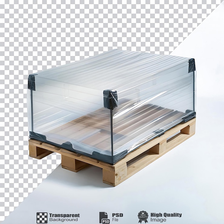 PSD contenedor de plástico transparente para almacenamiento en paleta de madera
