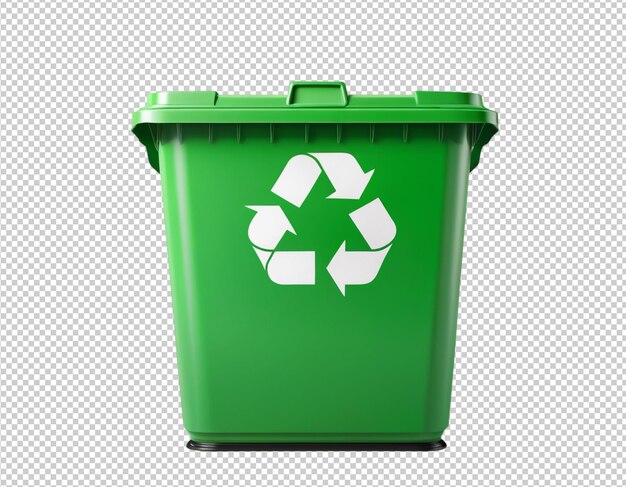 un contenedor de reciclaje verde con un logotipo reciclable