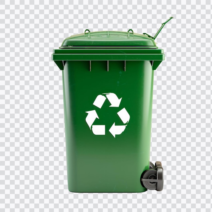 PSD un contenedor de reciclaje verde con el símbolo de reciclado ideal para la gestión de residuos y la promoción de la sostenibilidad