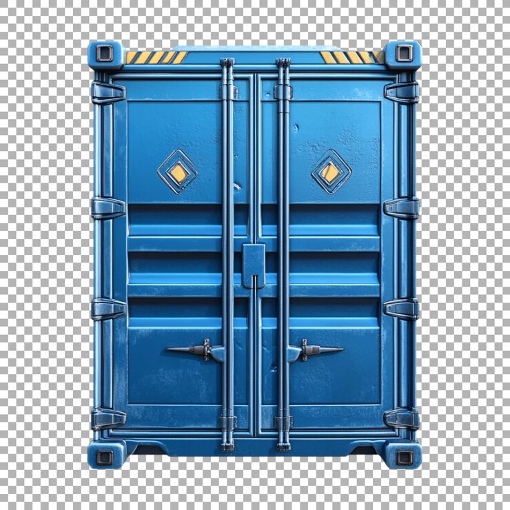 PSD contenedor de transporte azul de png en fondo transparente generado por ai