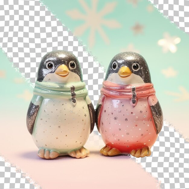 PSD contenedores de especias de pingüino de navidad de fondo transparente