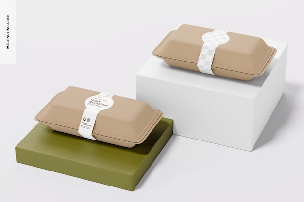Contenedores de Kraft rectangulares con maqueta de etiqueta