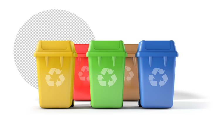 PSD contenedores de plástico para basura de diferentes tipos. bosquejo