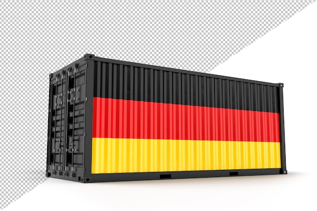 Conteneur de fret d'expédition texturé avec le drapeau de l'Allemagne Rendu 3D isolé