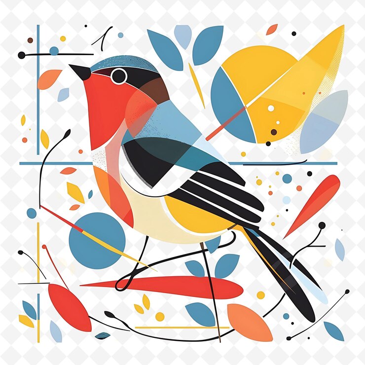 PSD contenido png robin con formas de gusanos esparcidas por el fondo ilustración plana caracter cute