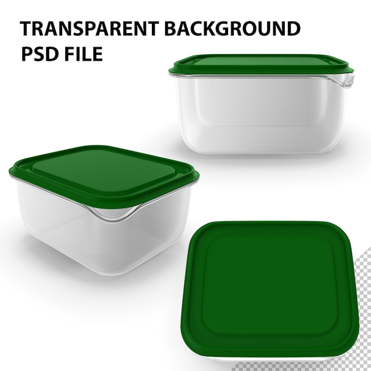 PSD contenitore alimentare di plastica rettangolare trasparente png