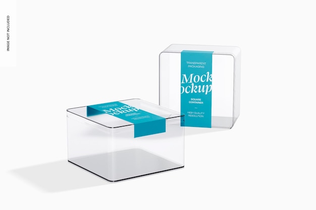 Contenitori quadrati per dessert Mockup, prospettiva