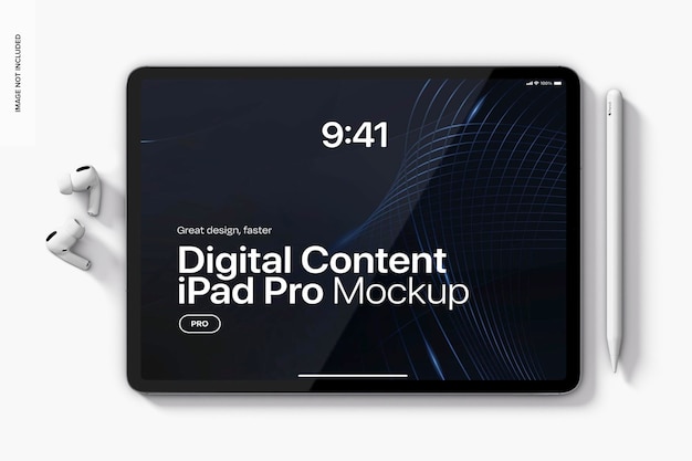 PSD conteúdo digital ipad pro mockup top view 02
