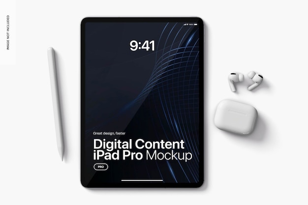 Conteúdo digital iPad Pro Mockup Top View
