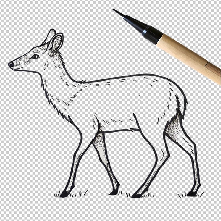 PSD contohsketch arte de una sola línea dibujado a mano lobo