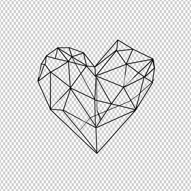 PSD contorno de corazón geométrico negro de png