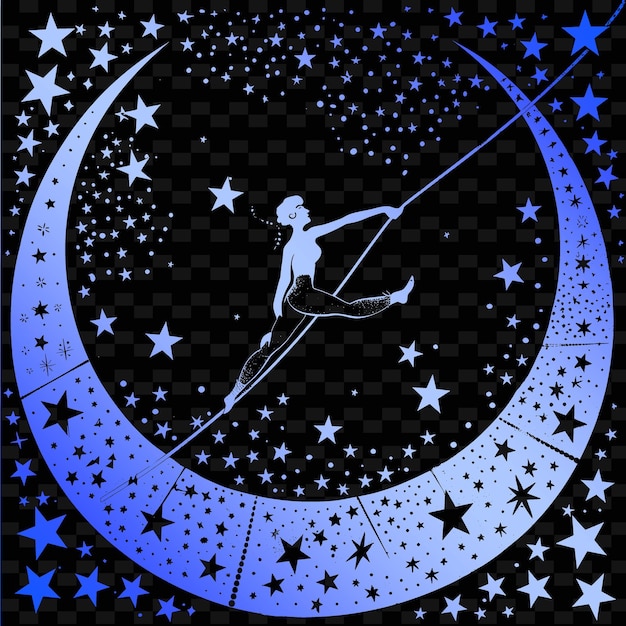 Contorno de acrobata com design de corda e símbolos de estrelas para ilustração frames decor collection