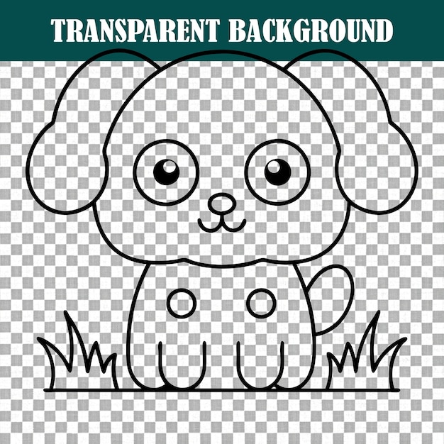 Contorno de cão de desenho animado com fundo transparente