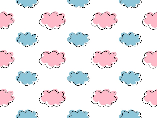 Contorno de nuvens com manchas cor-de-rosa e azuis repetindo padrão raster
